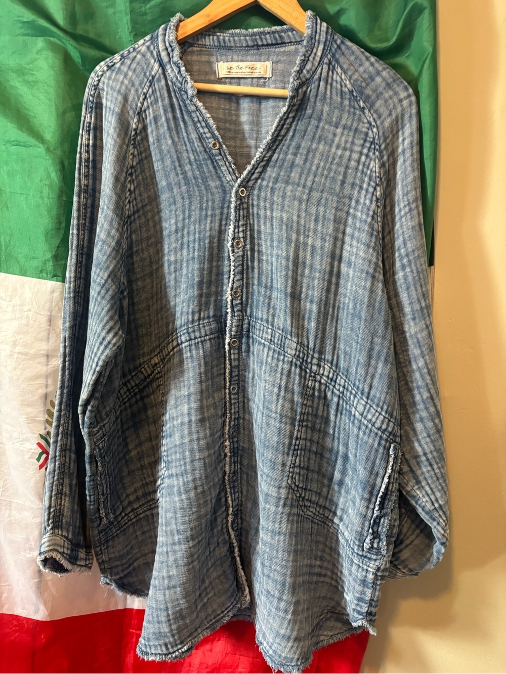 Free People Light Blue Washed Button-Down Shirt